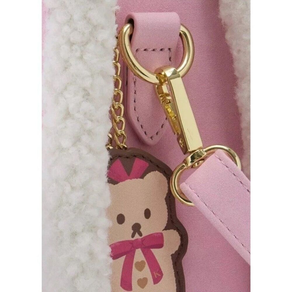 Her Universe Hello Kitty & Mimmy Cozy Bear Sherpa Bow Crossbody Bag Pink Purse - Picture 4 of 6